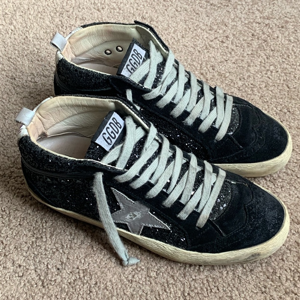 Golden Goose Mid Star Black Glitter